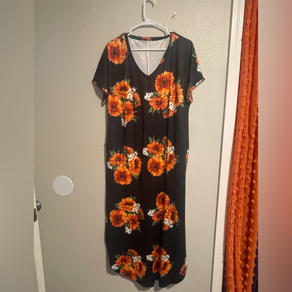Black and Orange Floral Dress